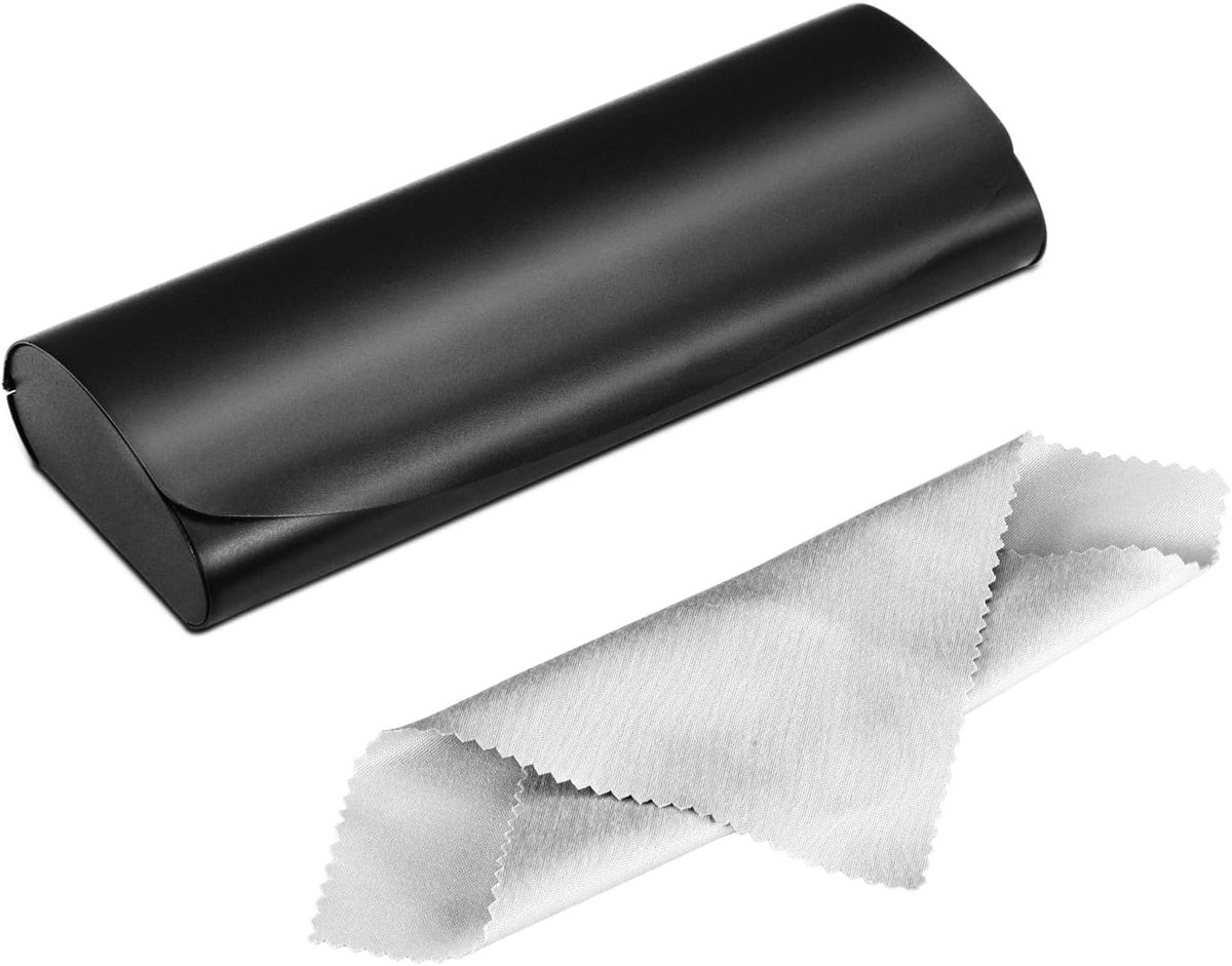 Stijlvolle en Duurzame Brilcase voor Mannen en Vrouwen met Schoonmaakdoek voor Leesbrillen, Zwart, S