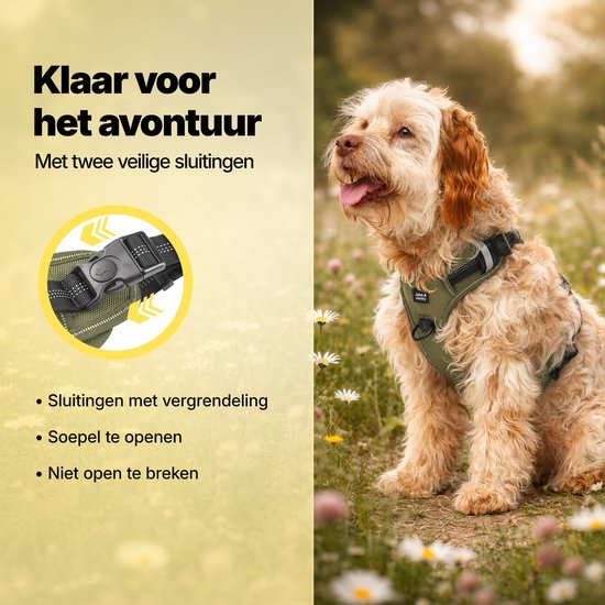 Harnais pour chien - Harnais anti- Trek - Harnais pour chien - Y Harness Dog - Réfléchissant - Vert - Taille L