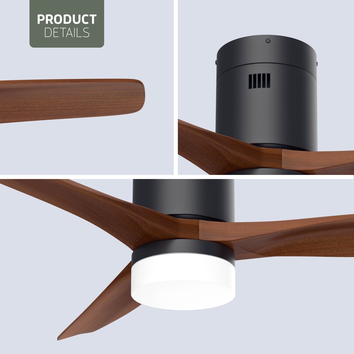 Varin® Smart Ventilator met LED verlichting - Zwart/Walnoot - Tuya Wifi - LED 18W CCT - Lange bladen - Ø 132cm - 6 snelheden - Super stil 20dB - Met afstandsbediening en gratis app - Ventilatorkachel - Ventilatoren plafond - Verkoeling en verwarming — afbeelding 8