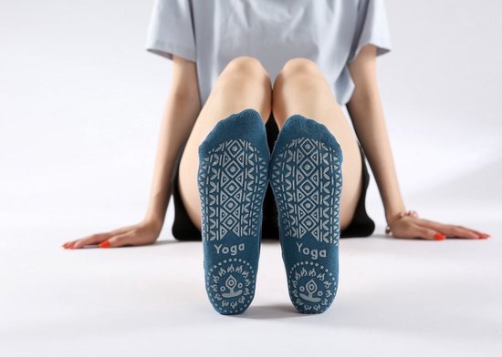 Yogasokken - Sportsokken - Anti slip sokken - Pilates - Teensokken - Gripsokken - Antislip - Fitness socks - Tegen uitglijden - Maat 36-40 - Blauw - Jonyx — afbeelding 4