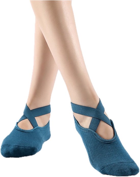 Yogasokken - Sportsokken - Anti slip sokken - Pilates - Teensokken - Gripsokken - Antislip - Fitness socks - Tegen uitglijden - Maat 36-40 - Blauw - Jonyx — afbeelding 2