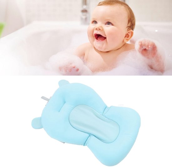 Floating Bath Mat for Newborns - Soft Baby Bathtub Seat Cushion for 0-12 Months - Foldable and Adjustable Bath Bed Shower Mat (Blue) — afbeelding 5