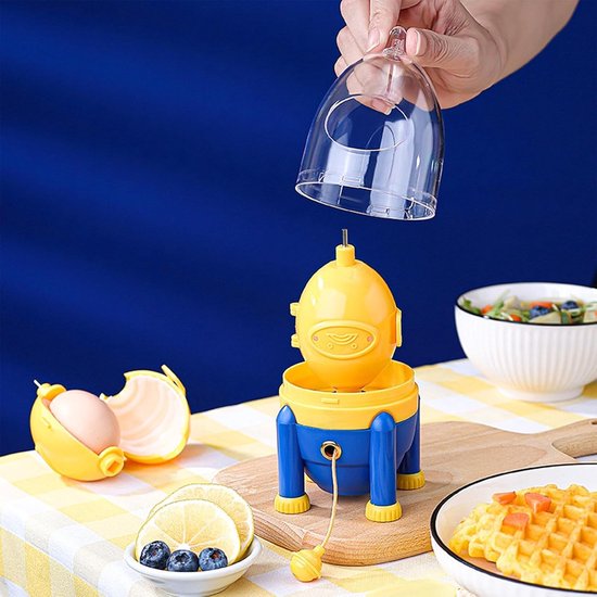 Eier Mixer - Keuken Gadget - Ontbijt Bereiden - Handmatige Aandrijving - 7x7x17 cm - Wit — afbeelding 2