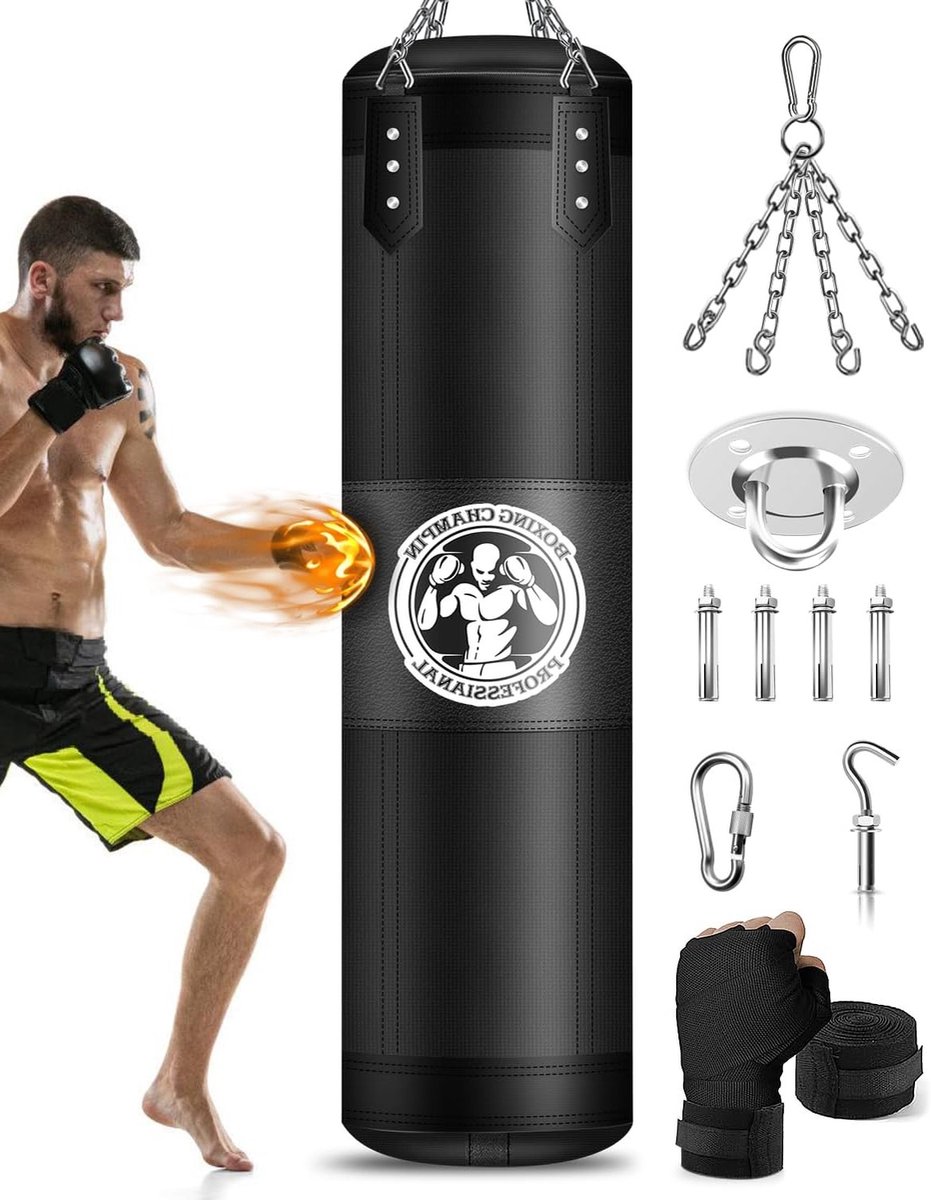 Hangende Punching Bag van 120 cm voor Kickboksen, Muay Thai, Karate en MMA Training, Ongevuld
