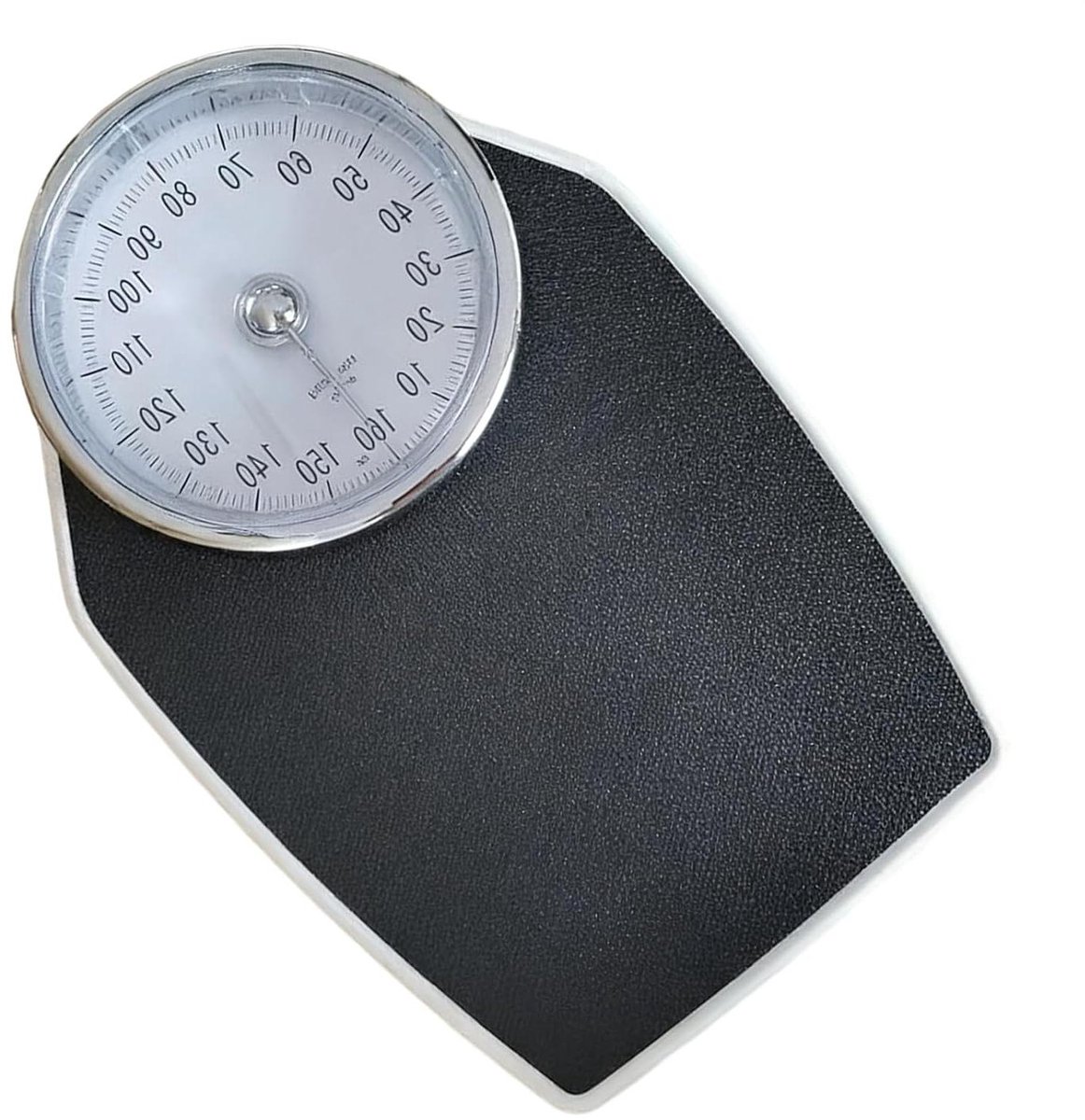 Lichaamsgewichtweegschaal - Mechanische weegschaal - Gezondheid meten - Antislip micro-grip - 158 kg capaciteit - Zilver