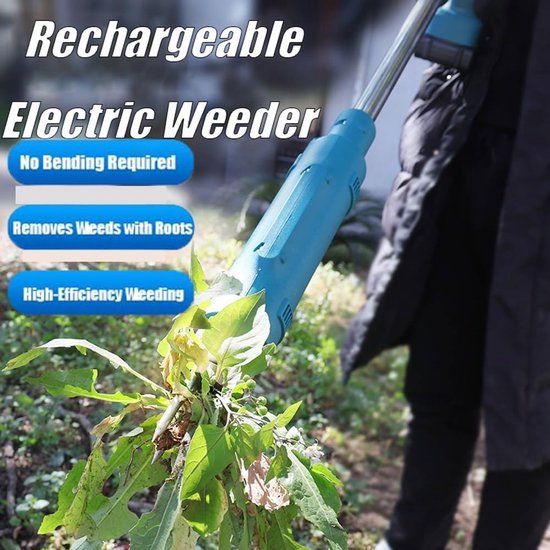 Elektrische onkruidtrekker - Staande wortelverwijderaar - Tuinonderhoud - Ergonomisch ontwerp - 2 Batterijen - Zilver — afbeelding 4