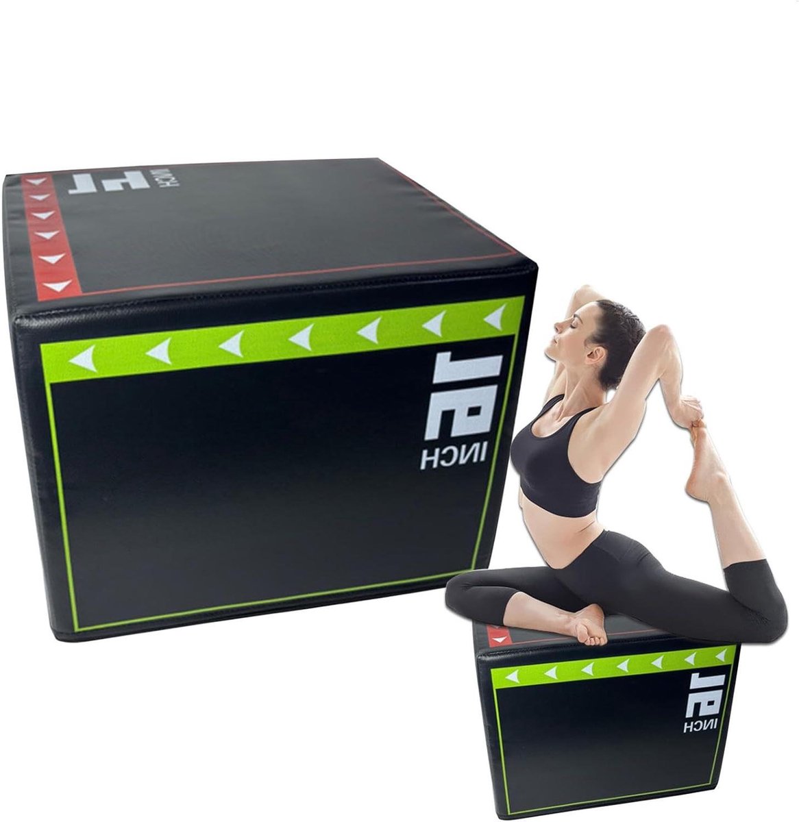 Springoefen Box - Fitness Kruk - Kracht Training - Schokbestendig Ontwerp - 40x30x35cm - Zwart