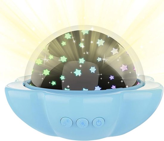 Kinderprojector Nachtlamp - Sterrenhemel Projector - Slaapkamer Verlichting - Dubbele Thema Kappen - 12 x 18 x 12 cm - Blauw — afbeelding 2