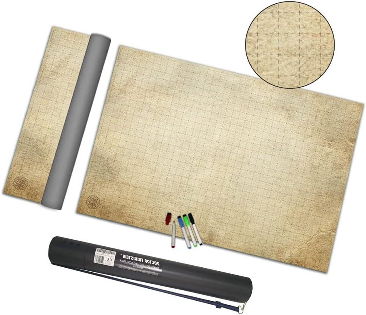 Spelmat - Rollenspel Mat - Kaarten Tekenen - Herbruikbaar Vinyl - 90x60 cm - Zwart Wit