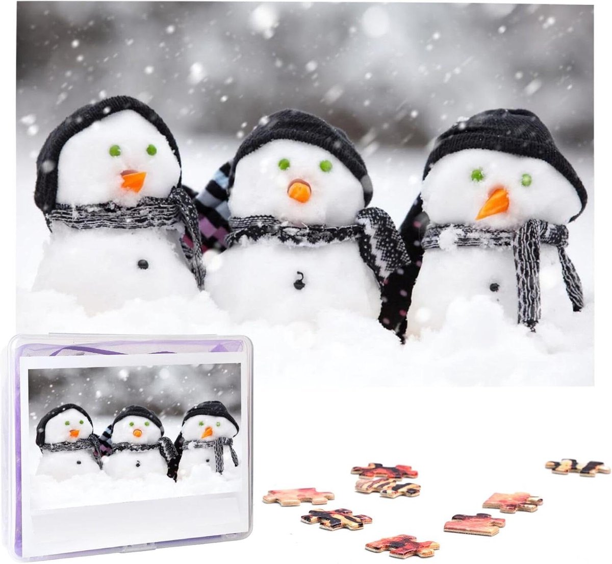 Houten Puzzel - Foto Puzzel - Ontspanning thuis - Gepersonaliseerd ontwerp - 1000 stukjes - Sneeuwman