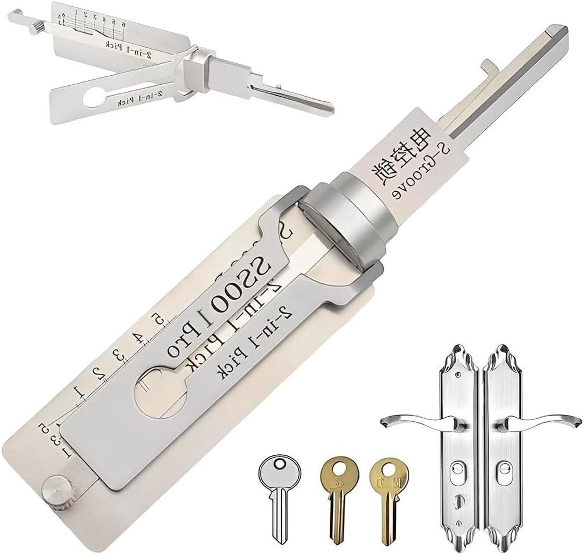 2-in-1 Master Key Decoder voor Diverse Deuren, Roestvrij Staal, Sleutel Decoderen, Veiligheidssleutels, Toegangscontrole