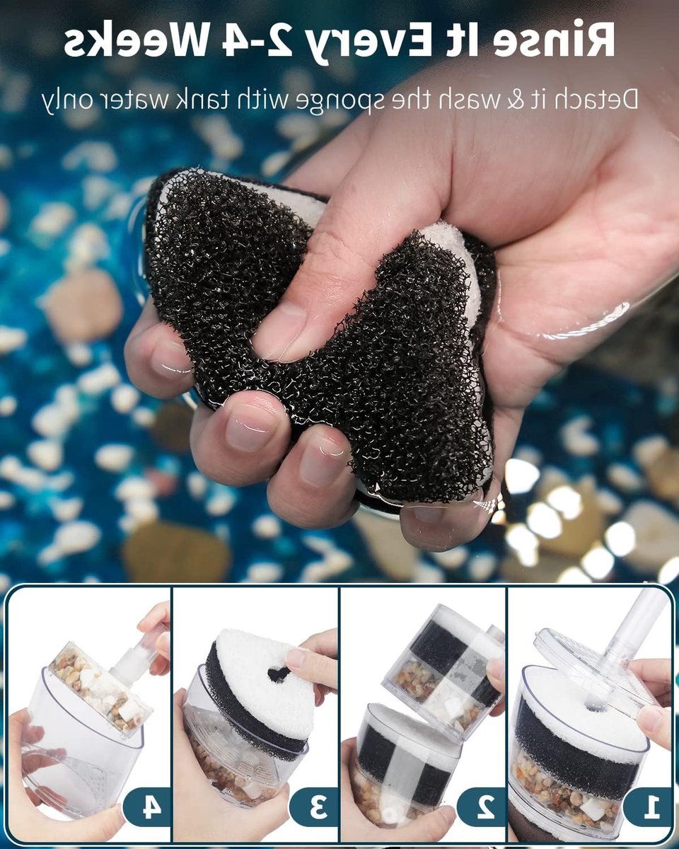 Hoekfilter voor Aquarium, Stille Biofoam Filter voor Jonge Vissen, Garnalen en Kleine Vissen, Inclusief Natuurlijke Stenen, Grind en Keramische Ringen voor Optimale Waterkwaliteit thumbnail 7
