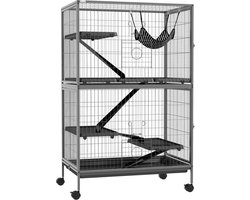 CYRO - Kattenren - Kattenhuis - Kattenkooi - Kattenbench - Kattenhuis Buiten - 4 Laags - met Wielen - 80 X 52 X 128 cm - Grijs
