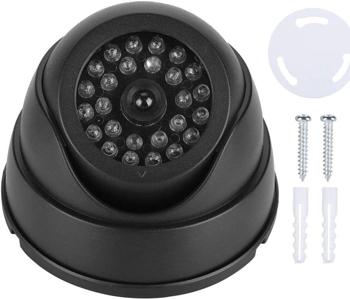 Nep Camera - Dome Camera - Beveiliging Verhoging - Met Knipperende LED - 30 IR LEDs - Zwart