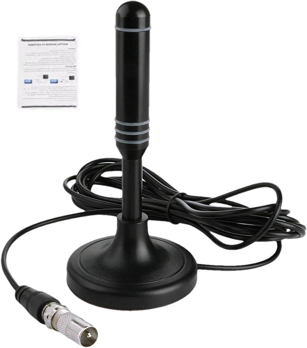 TV Antenne Binnen - Digitale Ontvanger - HD TV Kijken - Anti Interferentie - 6x6x12cm - Zwart