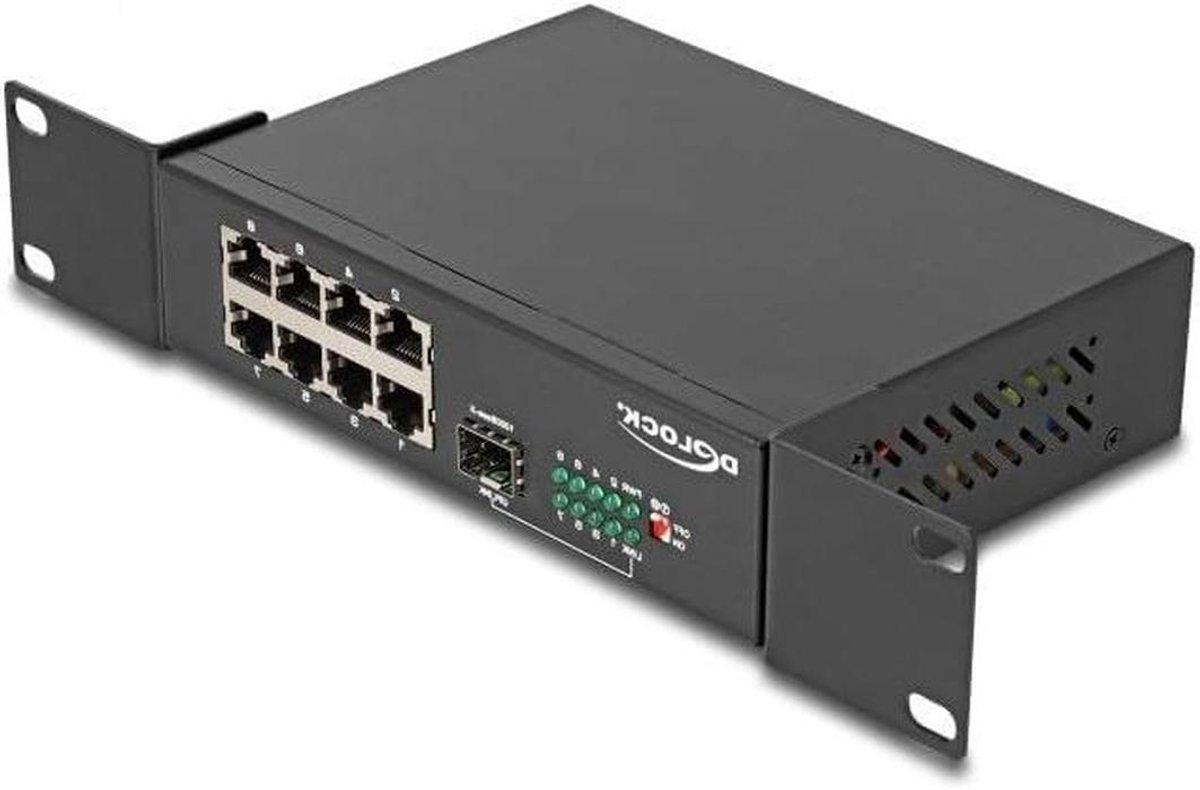 Ethernet Switch - Netwerk Hub - Netwerk Uitbreiden - 8 Poorten + 1 SFP - 10 Inch - Zwart