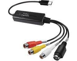 USB-C Video Grabber – AV naar USB-C – RCA Capture Card – Video Opname Adapter – Geschikt voor Laptop & PC – Plug & Play – Windows & macOS