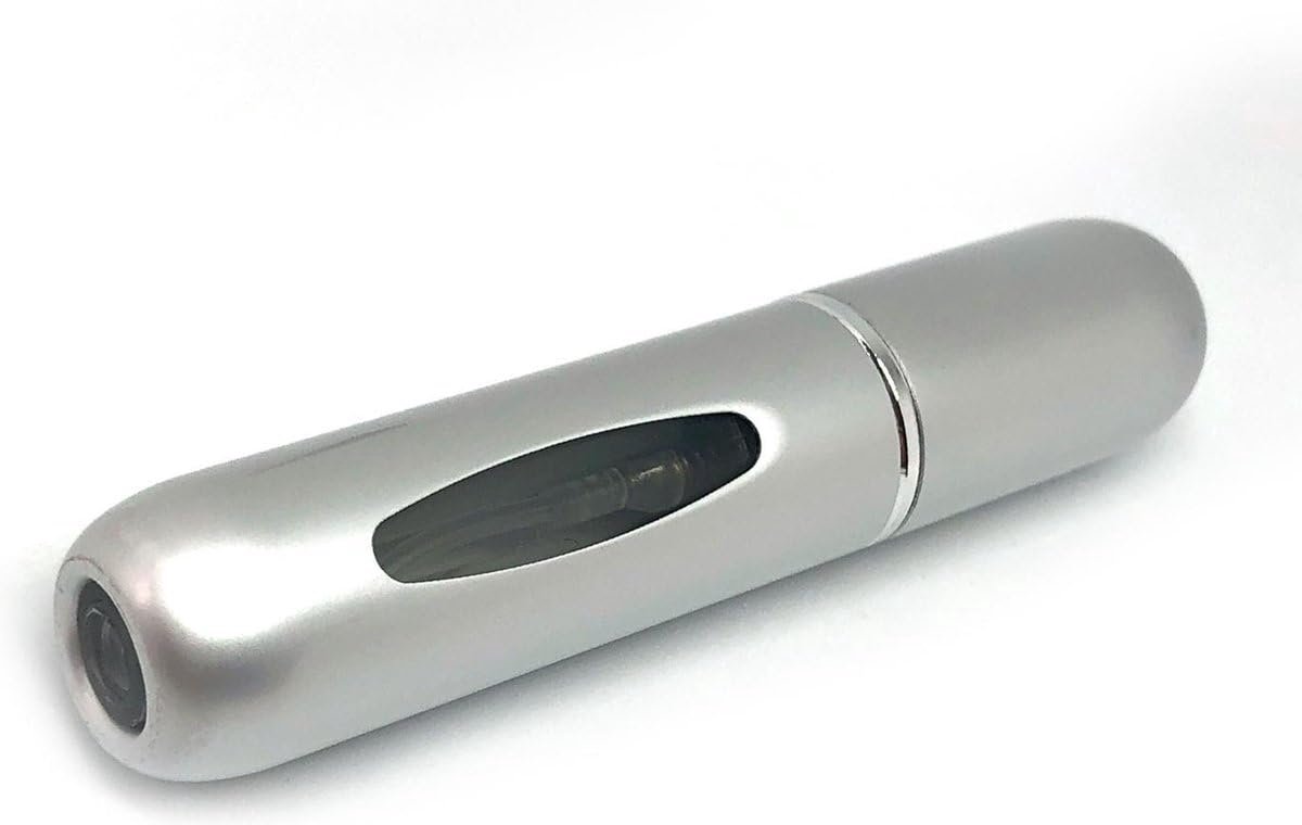 Okado Mini Parfum Verstuiver 5 ml Zilver – Navulbaar Parfum Flesje in Lipstick Formaat – Reisverstuiver voor Parfum, Deo en Aftershave – Compact voor Tas en Broekzak