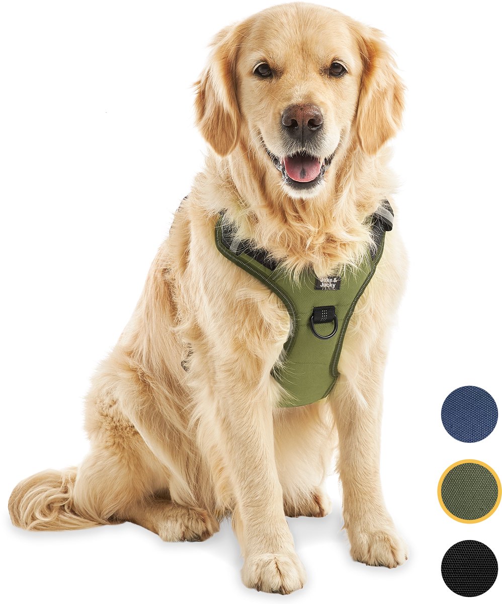 Bol.com Jake and Jacky Hondentuigje - Anti-Trek Tuig - Hondenharnas - Y Tuig Hond - Reflecterend - Groen - Maat XL aanbieding