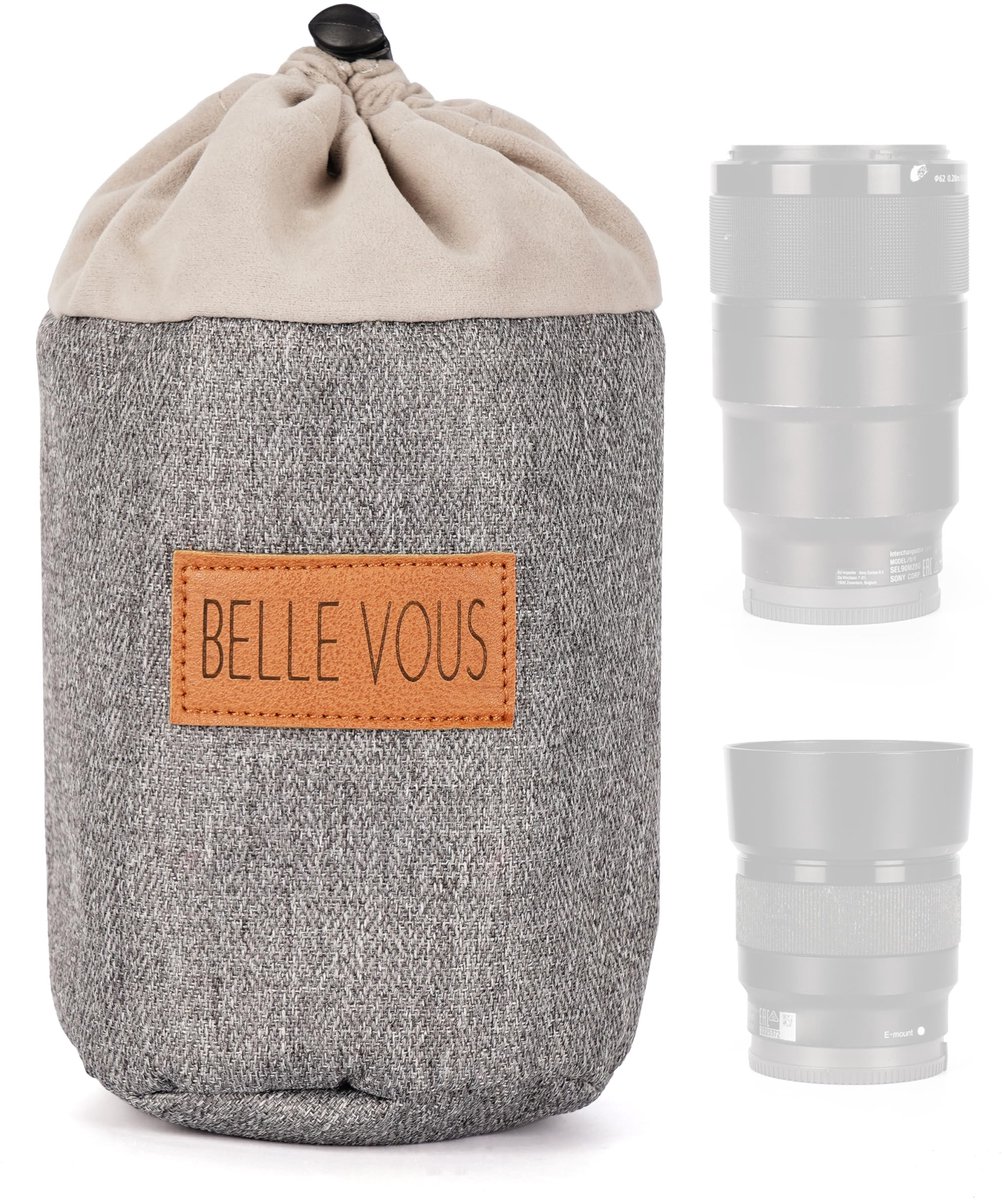 Allecto - Camera Lens Pouch - Neopreen Lensdrager - Bescherming voor camera lenzen - Grijs - 2-in-1 set van 3 maten