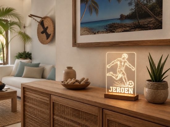Gepersonaliseerd led lampje voetballer met naam en rugnummer - nachtlamp - kinderkamer - voetbal van Merkloos — afbeelding 3