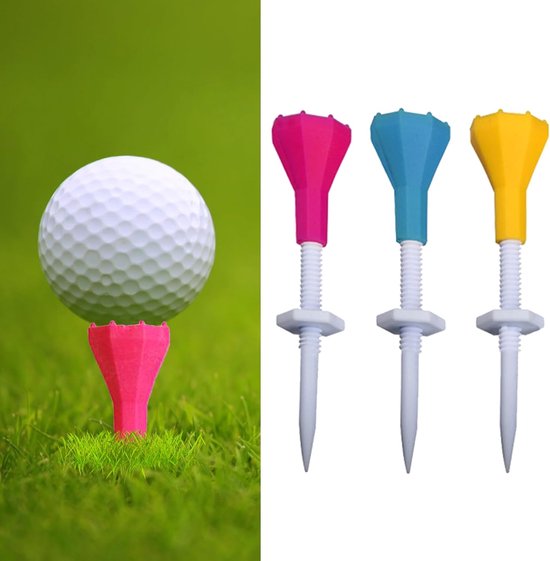 Golf tee set - 5-delig - In hoogte verstelbaar - Verstelbare limiter - Geel van GOLF — afbeelding 2