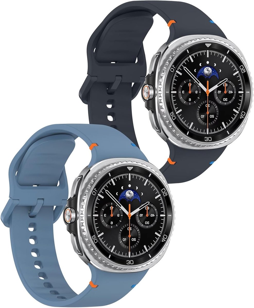 Sportieve Silikon Horlogeband voor Galaxy Watch 8 en 8 Classic - 40mm, 44mm, 46mm - Comfortabele en Duurzame Band in Grijs en Blauw