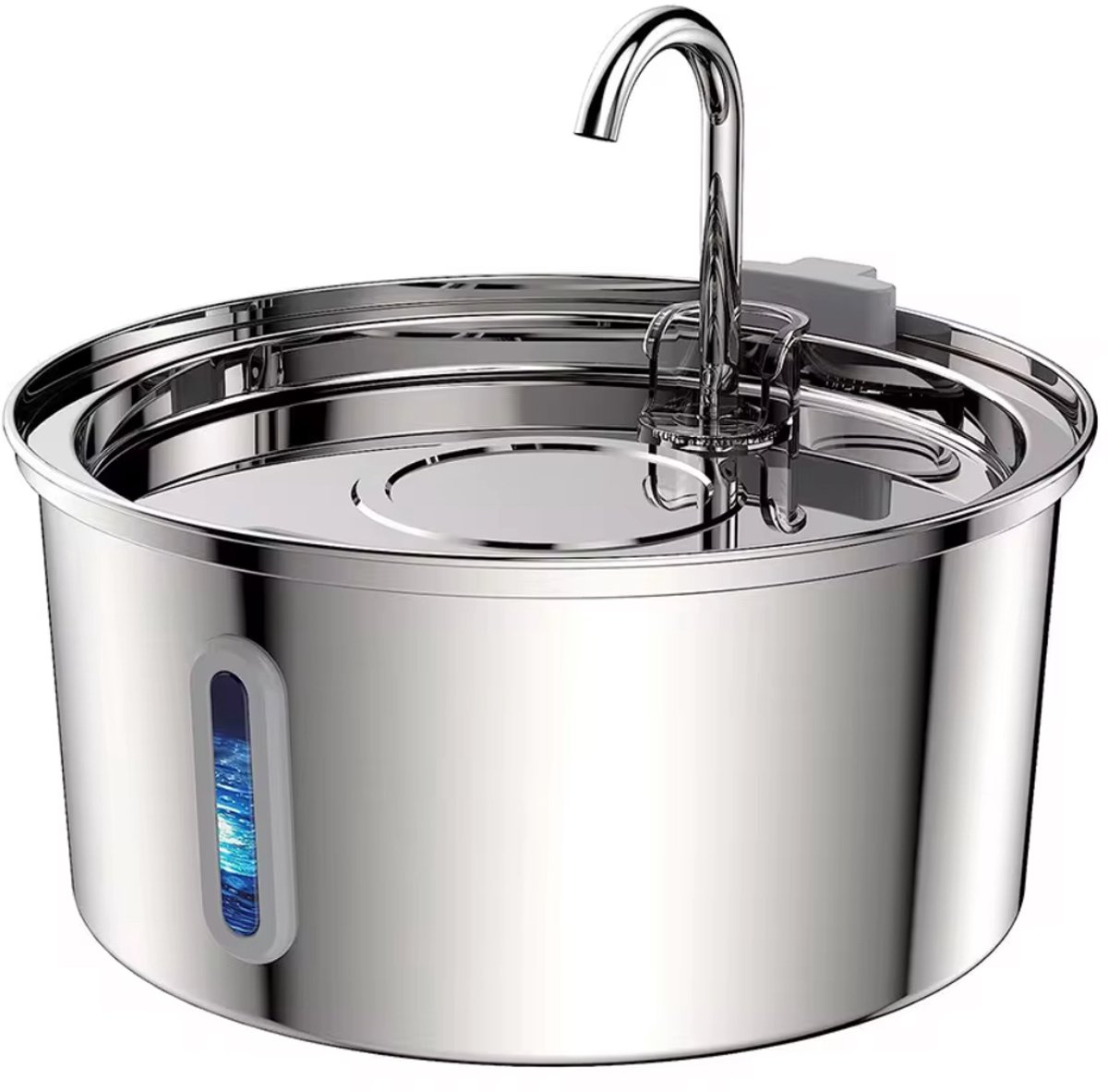 Bol.com Drinkfontein Kat - 3.2 L - RVS - Waterfontein met Venster - Waterdispenser - Fluisterstil - Kattenfontein - Zilver aanbieding