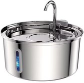 Drinkfontein Kat - 3.2 L - RVS - Waterfontein met Venster - Waterdispenser - Fluisterstil - Kattenfontein - Zilver
