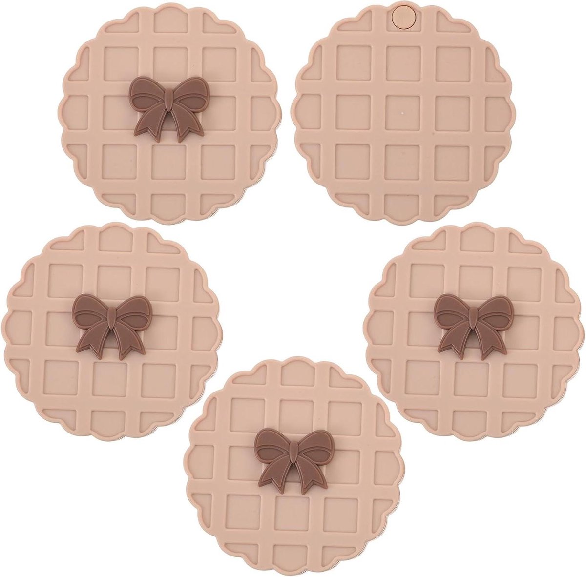 Compacte Reisspiegel - Zakspiegel Dubbelzijdig - Make-up Bijwerken - Unieke Wafelvorm - 5 Stuks - Beige
