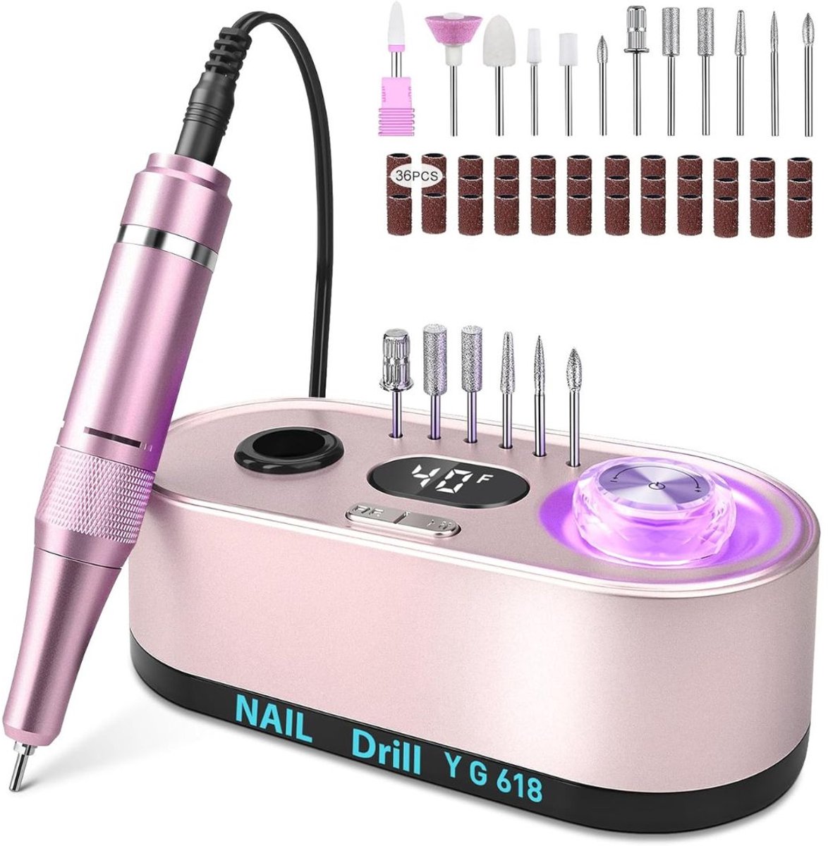 TopChoice® Nagelvijl elektrische- Nagelfrees - Manicure & pedicure - 36 Watt - Roze