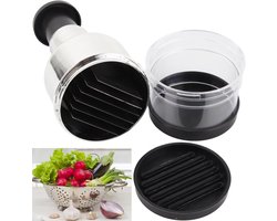 Handmatige Hakmolen - RVS - Ui en Knoflook Snijder - Hakker met Drukknop - RVS Groentesnijder - Keukenhulp voor Uien, Groenten & Kruiden - Vaatwasserbestendig - Handmatige Food Processor - Zilver/Zwart