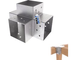 GEZU IMPEX Paalverbinder X 121x121 mm Thermisch Verzinkt Set van 4 Pergola Paalverbinder Type-X 4-Weg Hoekverbinder Paviljoen Doe-Het-Zelf Houtconstructie Beugel Houtverbinder