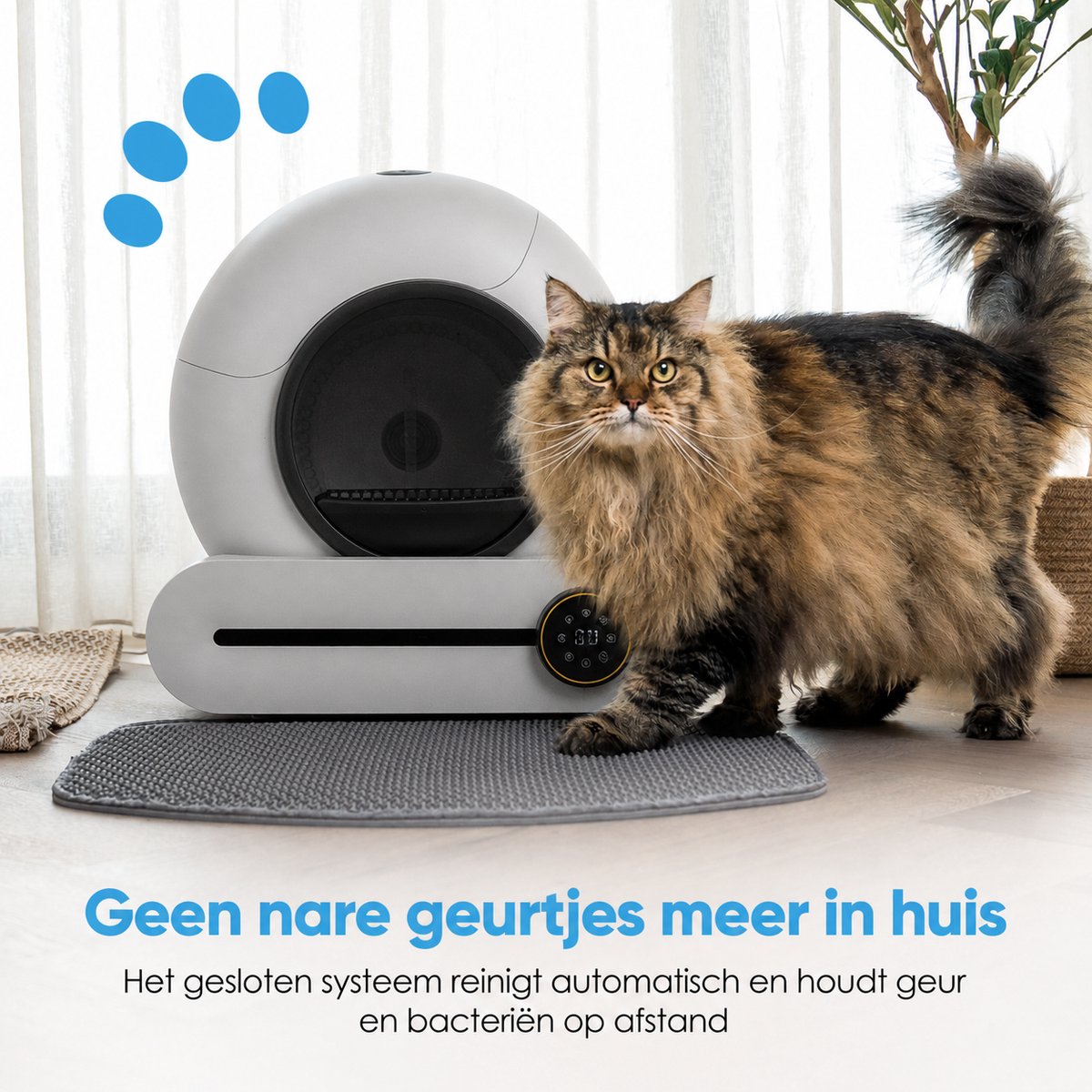 Purloo Automatische Kattenbak 65L XXL - Zelfreinigend + 100 Zakjes en Grindmat thumbnail 3