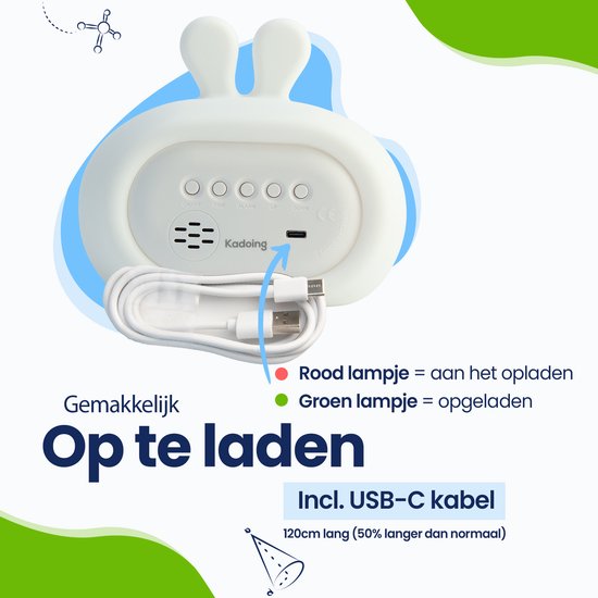 Kadoing Konijn Kinderwekker - Slaaptrainer Kinderen - Digitale Wekker en Wake Up Light
