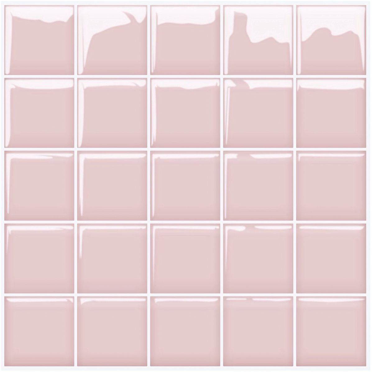 24Supply Plaktegels - 10 Stuks - Glans - Roze - 25.4x25.4cm