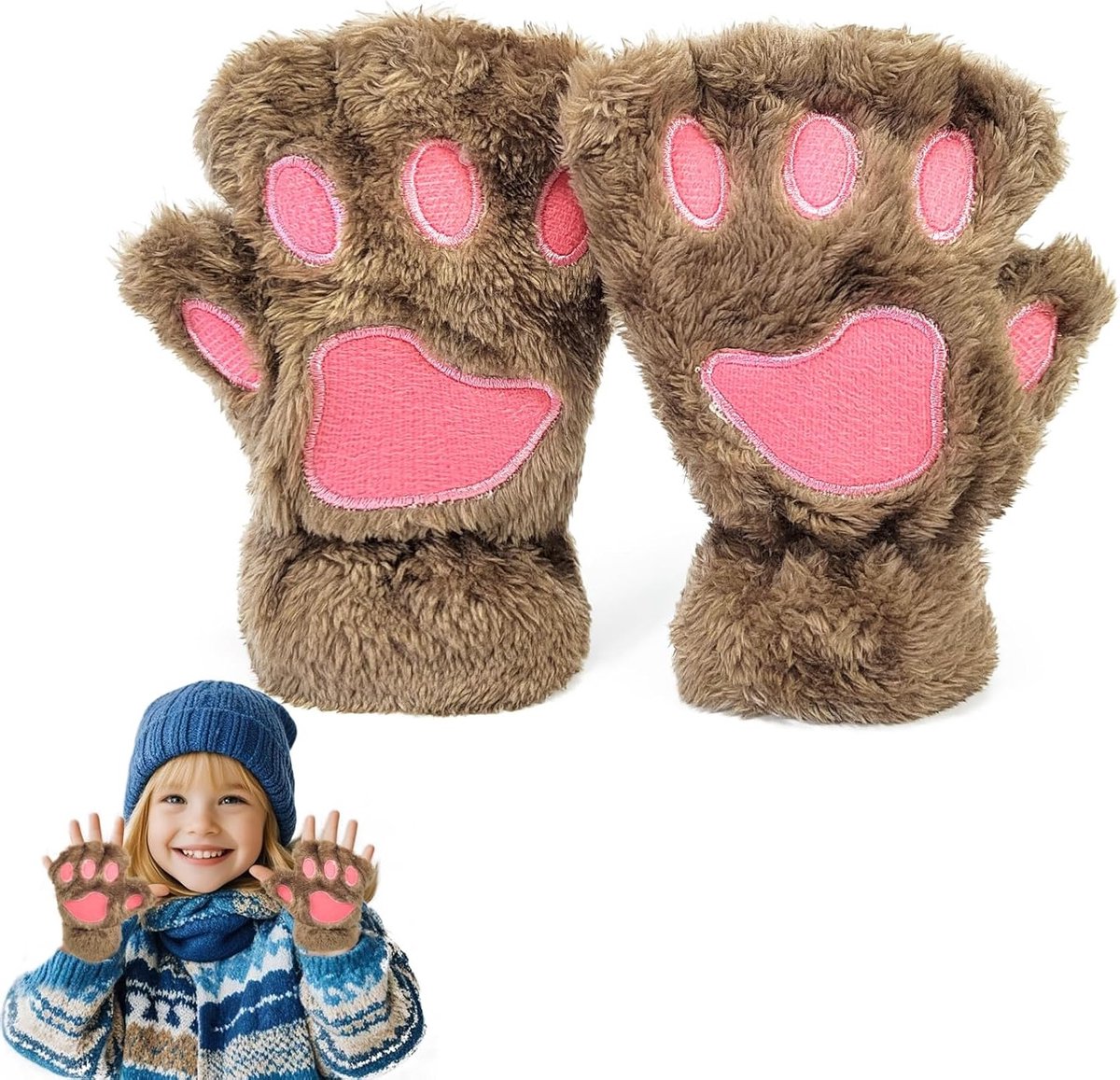 Vrouwelijke Vingerloze Handschoenen met Kattenpoot Design - Schattige Halfhandschoenen voor Cosplay, Warm en Comfortabel voor Dames en Meisjes