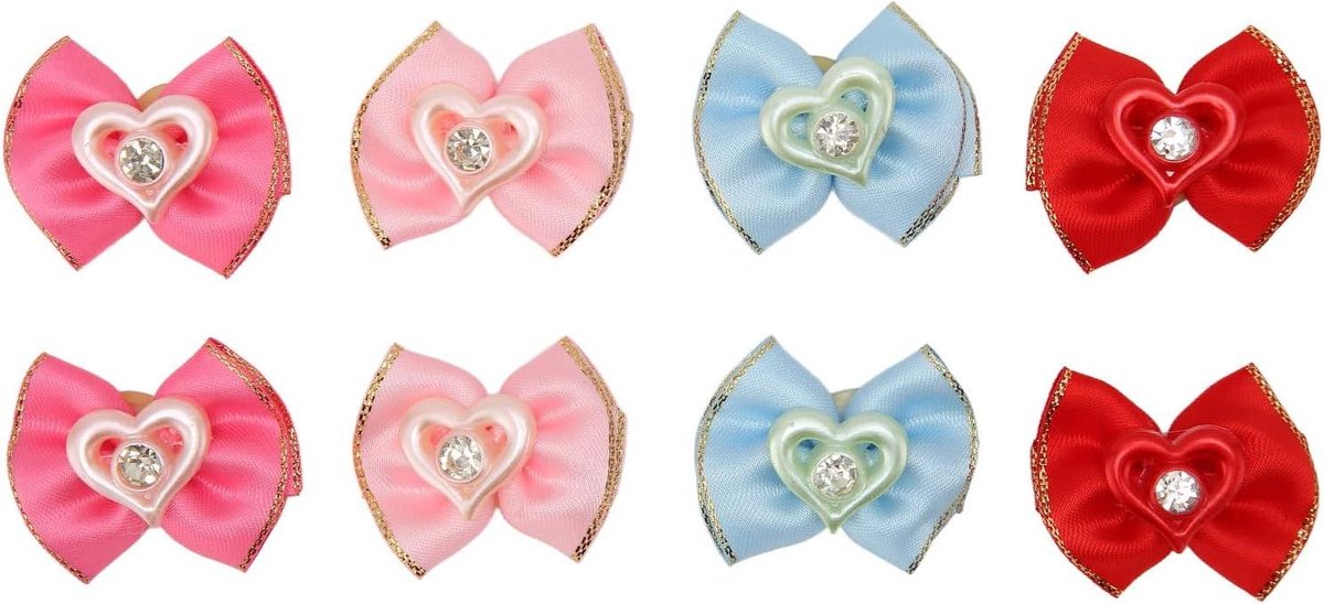 Huisdier Haaraccessoires - Elastiekjes met Parels - Feestelijke Versiering - 24 Stuks Mix - Diverse Kleuren - Meerkleurig