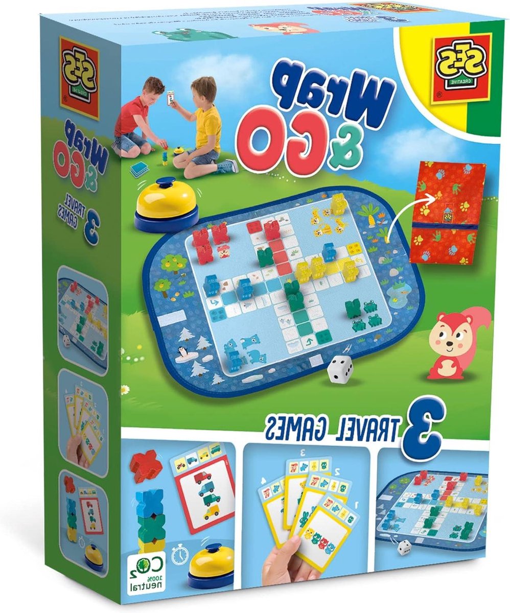 Reisspel Set - 3-in-1 Spel - Reizen en Vakanties - Opbergtas Speelbord - Groot Formaat - Wit