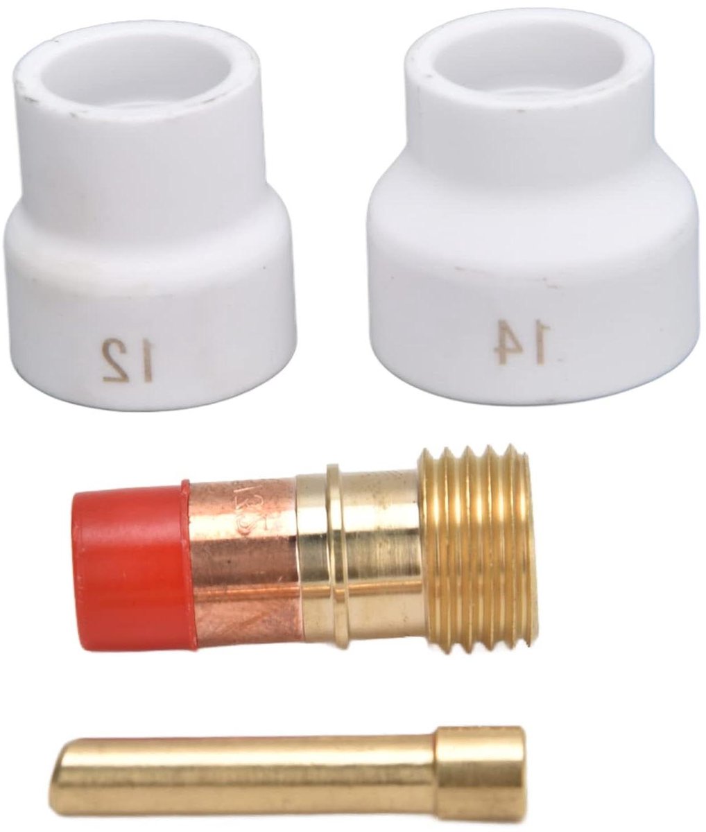 Tig Lastoorts Onderdelen - Stubby Gas Lens - Precisie Lassen - Hoge Slagvastheid - 4 Stuks - Zilverkleurig
