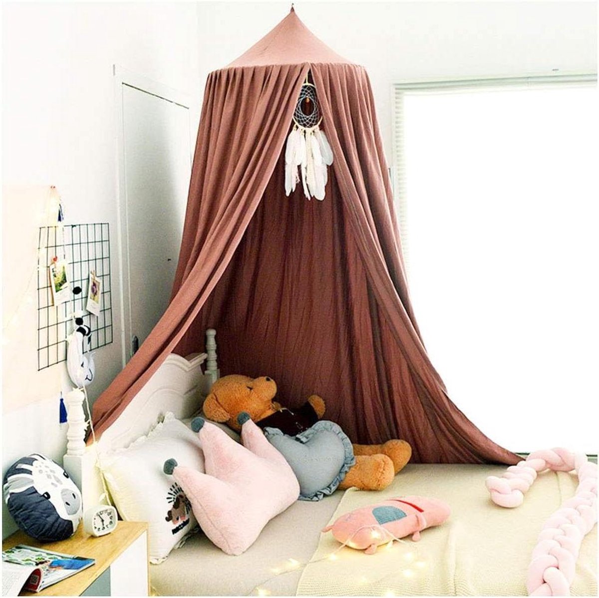Hangend Gordijn Net - Baby Hemel - Kinderkamer Decoratie - Insecten Buiten Houden - Hoogte 2.5M - Bruin