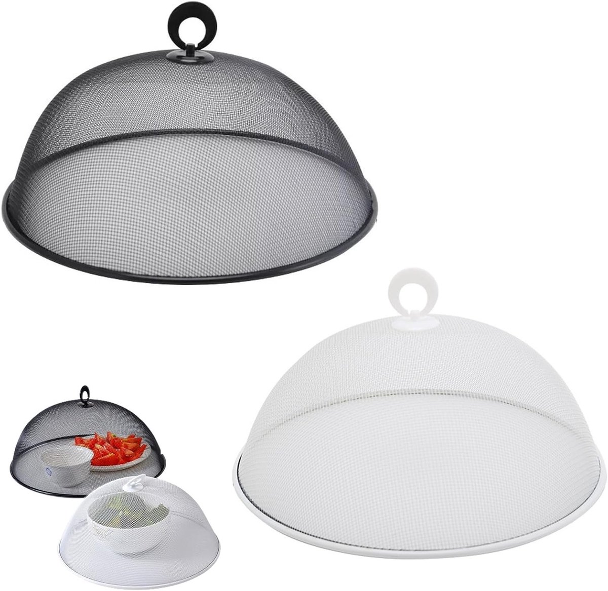 Voedselbedekking Set van 2, Opvouwbare Netten voor Eten, Ideaal voor BBQ, Picknicks en Feestjes, 30 cm, Bescherming tegen Vliegen en Insecten