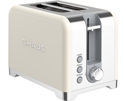 Grille-pain Swiss Haus® TO2020 - Toaster - 7 Niveaux de Chaleur - Design Rétro - 2 Fentes Extra Larges - Sans BPA - 930W - Design Rétro - Crème