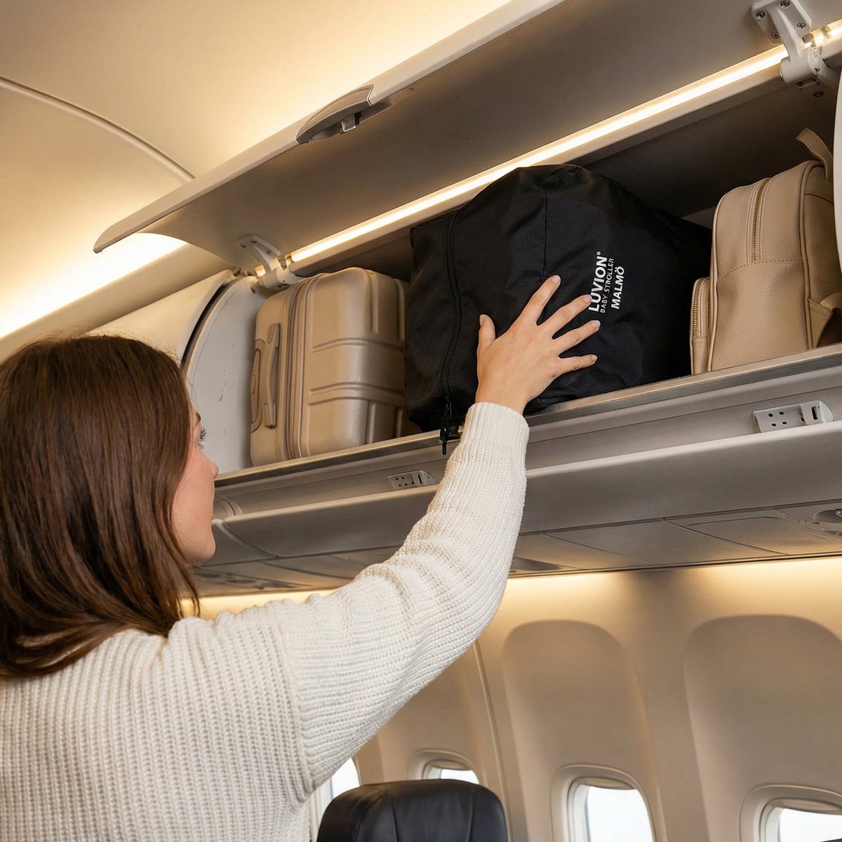 LUVION® Malmö Buggy - Compacte en comfortabele reisbuggy - Inklapbaar - Inclusief Travel Bag - Beige – foto 7