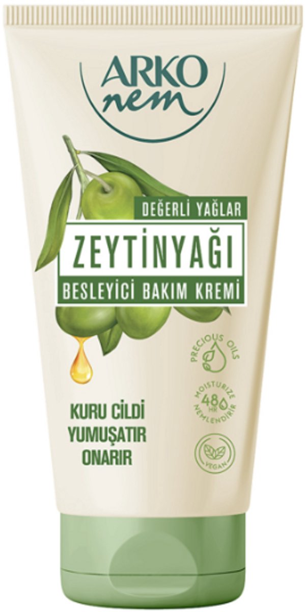 Arko Nem Olijfolie Voedende Crème 60 ml – Intensieve Hydratatie – Voor Droge Huid – Verzachtend & Herstellend