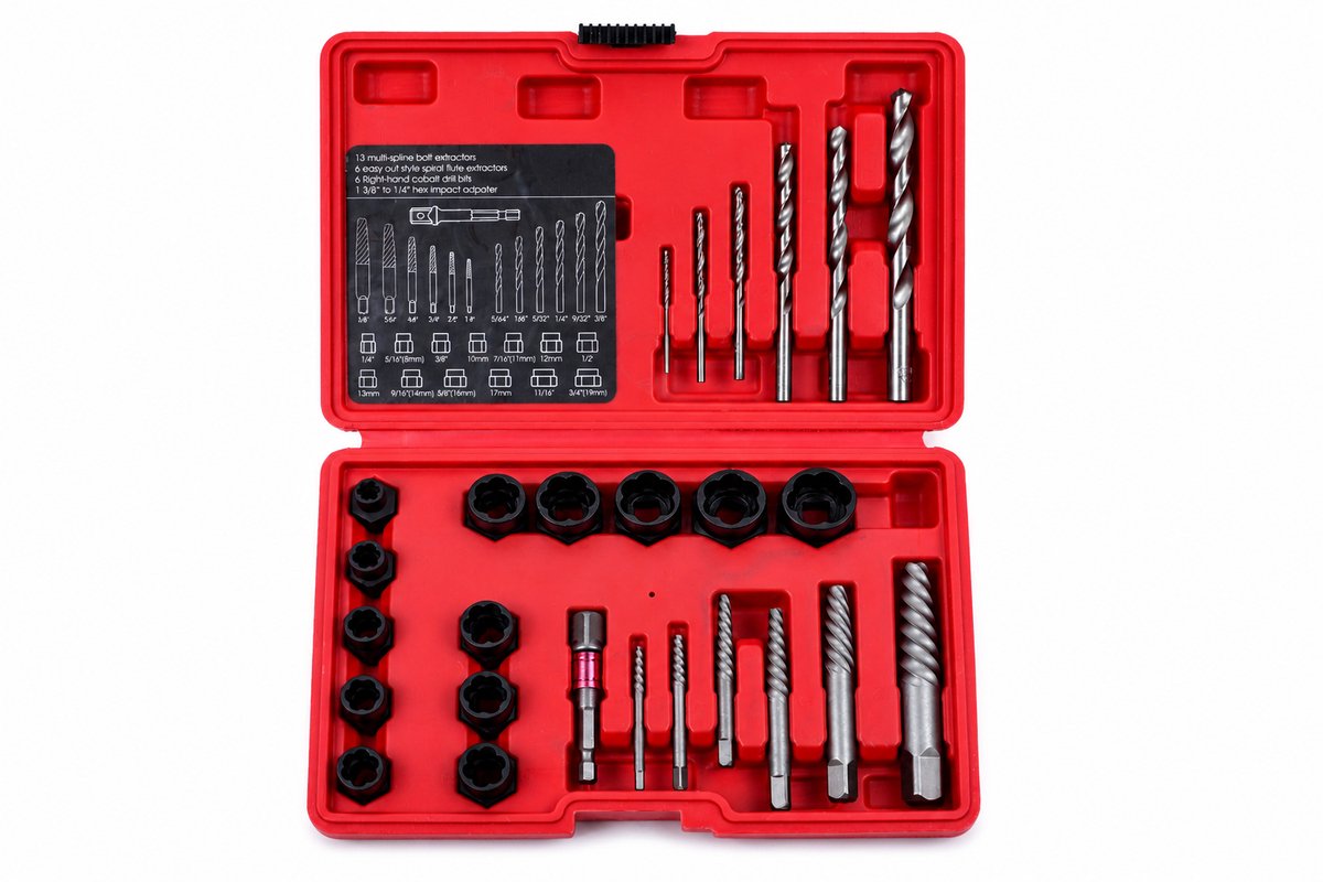 Mahn Schroef- en Boutverwijderaar Set – Extractorset met Boren en Adapters