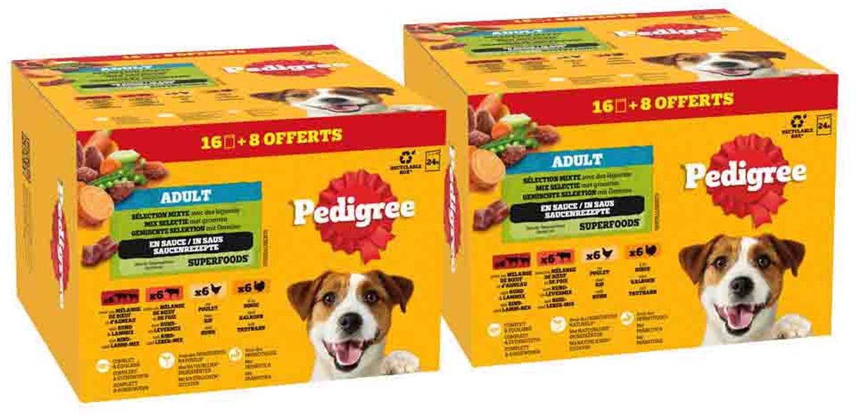 Pedigree Hondenvoer Nat Adult Selectie in Saus Multipack - 2 x 24x100 gr - Voordeelverpakking
