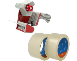 DULA Taperoller - Tape dispenser + 2 rollen 50mmx66m verpakkingstape