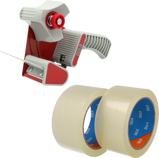 DULA Tape roller - Dévidoir de Tape + 2 rouleaux de ruban d'emballage 50mmx66m