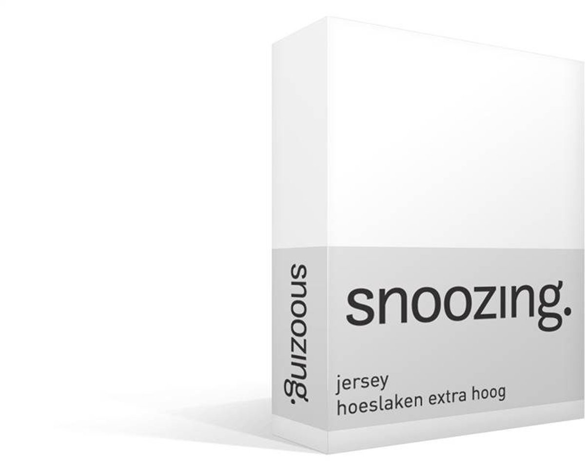 Snoozing Jersey - Hoeslaken Extra Hoog - 100% gebreide katoen - 200x210/220 cm - Wit